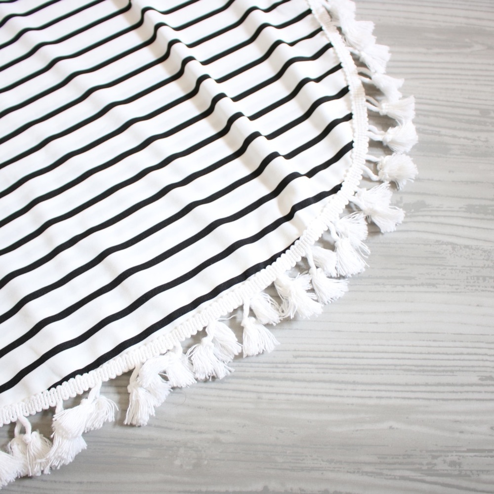 White Striped Short Sleeve Tassels Shift Tee Dress - Picture 7 of 7